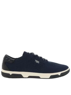 Sneakers bleu marineà semelle plate avec une fermeture à lacets ronds