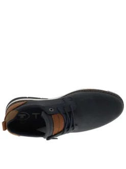 Sneakers bleu marine à talon plat avec des lacets et un zip latéral