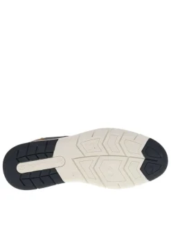 Sneakers bleu marine à talon plat avec des lacets et un zip latéral