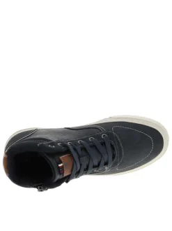 Sneakers bleu marine à talon plat avec des lacets et un zip latéral