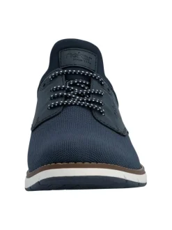 Sneakers bleu marine à talon plat avec une fermeture slip-on bicolore