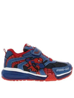 Sneakers bleu à semelle semi-compensée et à lacets élastiqués et bande auto-agrippante