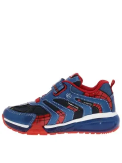 Sneakers bleu à semelle semi-compensée et à lacets élastiqués et bande auto-agrippante