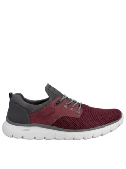Sneakers bordeaux à talon plat avec une languette d'aisance à l'arrière