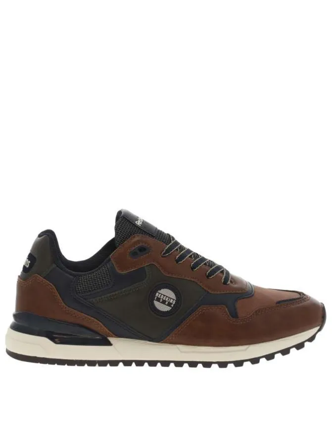 Sneakers brandy à talon plat et à lacets plats bicolores et patch rond