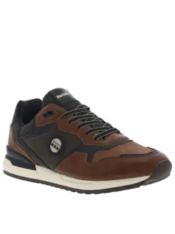 Sneakers brandy à talon plat et à lacets plats bicolores et patch rond