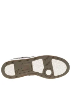 Sneakers brunes à talon plat avec des lacets et bandes bleues marine