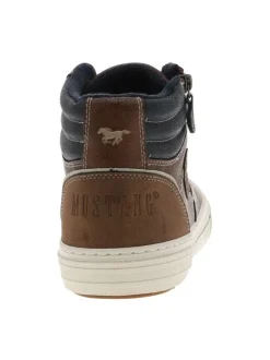 Sneakers brunes à talon plat avec des lacets et un zip latéral