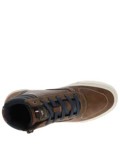 Sneakers brunes à talon plat avec des lacets et un zip latéral