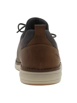 Sneakers café avec des lacets rond et un patch à la languette