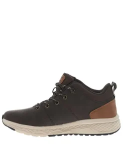 Sneakers café à talon plat et à lacets ronds tressés bicolores