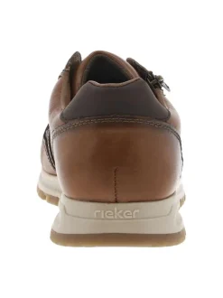 Sneakers cognac plates avec lacets plats marron et zip latéral