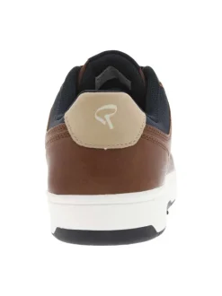 Sneakers cognac à semelle à talon plat, à lacets et nom de la marque
