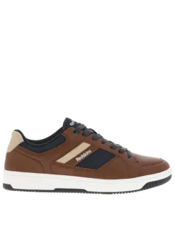 Sneakers cognac à semelle à talon plat, à lacets et nom de la marque