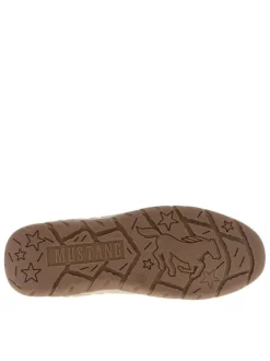 Sneakers cognac à talon plat avec des lacets et un zip latéral