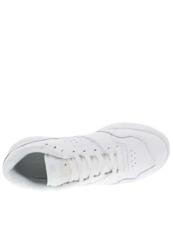 Sneakers en cuir blanc à semelle tennis à talon renforcé, col rembourré
