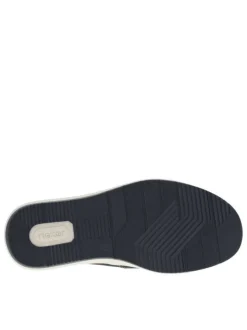 Sneakers en cuir bleues marine à surpiqûres grises et à fermeture slip-on