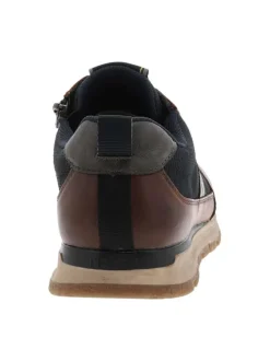 Sneakers en cuir cognac avec semelle à talon plat et zip latéral