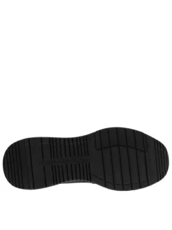 Sneakers en cuir et nylon recyclé noir à semelle semi-compensé par bulle d'air et Slip-on