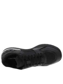 Sneakers en cuir et nylon recyclé noir à semelle semi-compensé par bulle d'air et Slip-on