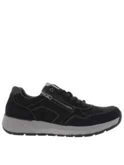 Sneakers en cuir noires avec semelle à talon compensé bas et zip latéral