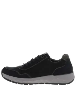 Sneakers en cuir noires avec semelle à talon compensé bas et zip latéral