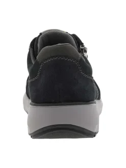 Sneakers en cuir noires avec semelle à talon compensé bas et zip latéral
