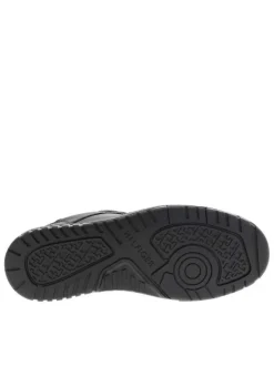 Sneakers en cuir noires à lacets avec semelle à talon plat embossé