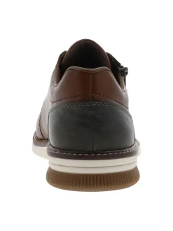 Sneakers en cuir noisette à talon plat avec des lacets et un zip latéral