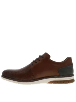 Sneakers en cuir noisette à talon plat avec des lacets et un zip latéral
