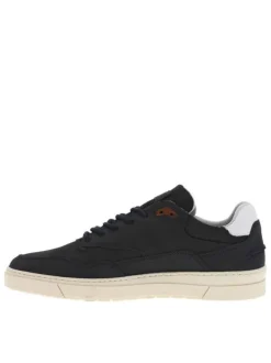 Sneakers en cuir nubuck bleu marine à semelle vulcanisée et lacets ronds