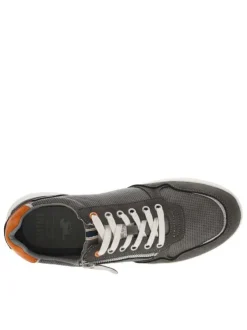 Sneakers grises anthracite à semelle plate et à lacets plats avec un zip