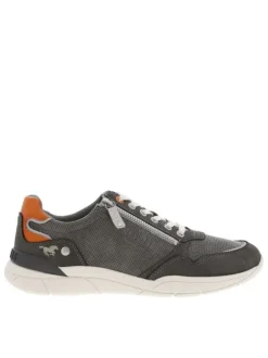 Sneakers grises anthracite à semelle plate et à lacets plats avec un zip