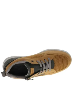 Sneakers jaune à talon plat avec des lacets et un zip latéral