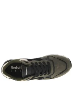 Sneakers kaki à semelle à talon plat, à lacets et étiquette