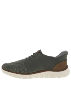 Sneakers kaki à talon plat et à lacets élastiqués kaki avec marque embossée