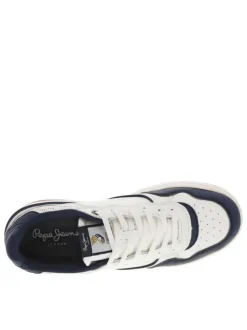 Sneakers marine et blanches à semelle plate et à lacets plats