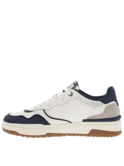 Sneakers marine et blanches à semelle plate et à lacets plats