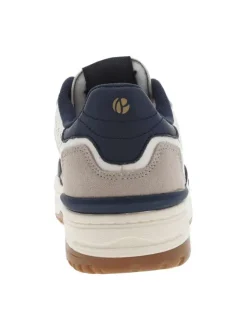 Sneakers marine et blanches à semelle plate et à lacets plats