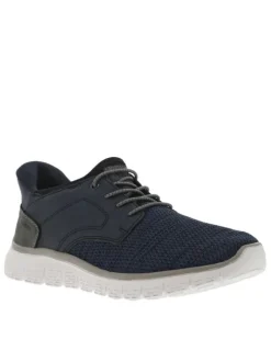 Sneakers marine à talon plat et à lacets élastiqués ronds avec bout chiné