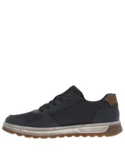 Sneakers marine à talon plat et à lacets plats marine et zip latéral