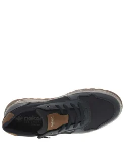 Sneakers marine à talon plat et à lacets plats marine et zip latéral