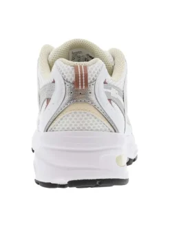 Sneakers multisport blanches et argentées à talon plat et à lacets blancs