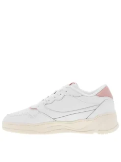 Sneakers multisport blanches et rose pâle à talon plat et à lacets plats blancs