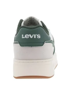 Sneakers multisport blanches et vertes à semelle blanche, lacets plats et logo