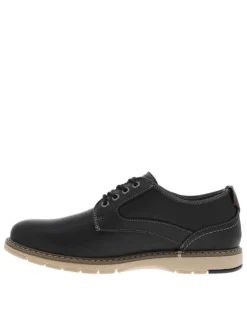 Sneakers noires en simili cuir avec logo de la marque en relief