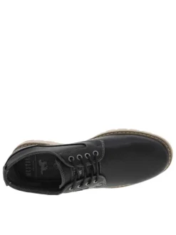 Sneakers noires en simili cuir avec logo de la marque en relief