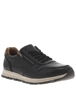 Sneakers noires à semelle intermédiaire beige à talon plat avec zip et lacets