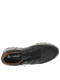 Sneakers noires à semelle intermédiaire beige à talon plat avec zip et lacets