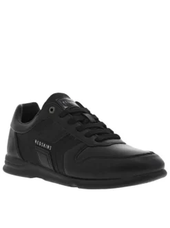 Sneakers noires à talon plat avec logos blancs et lacets plats